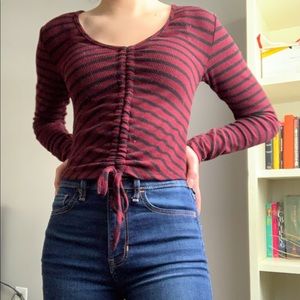 Burgundy & black crop top